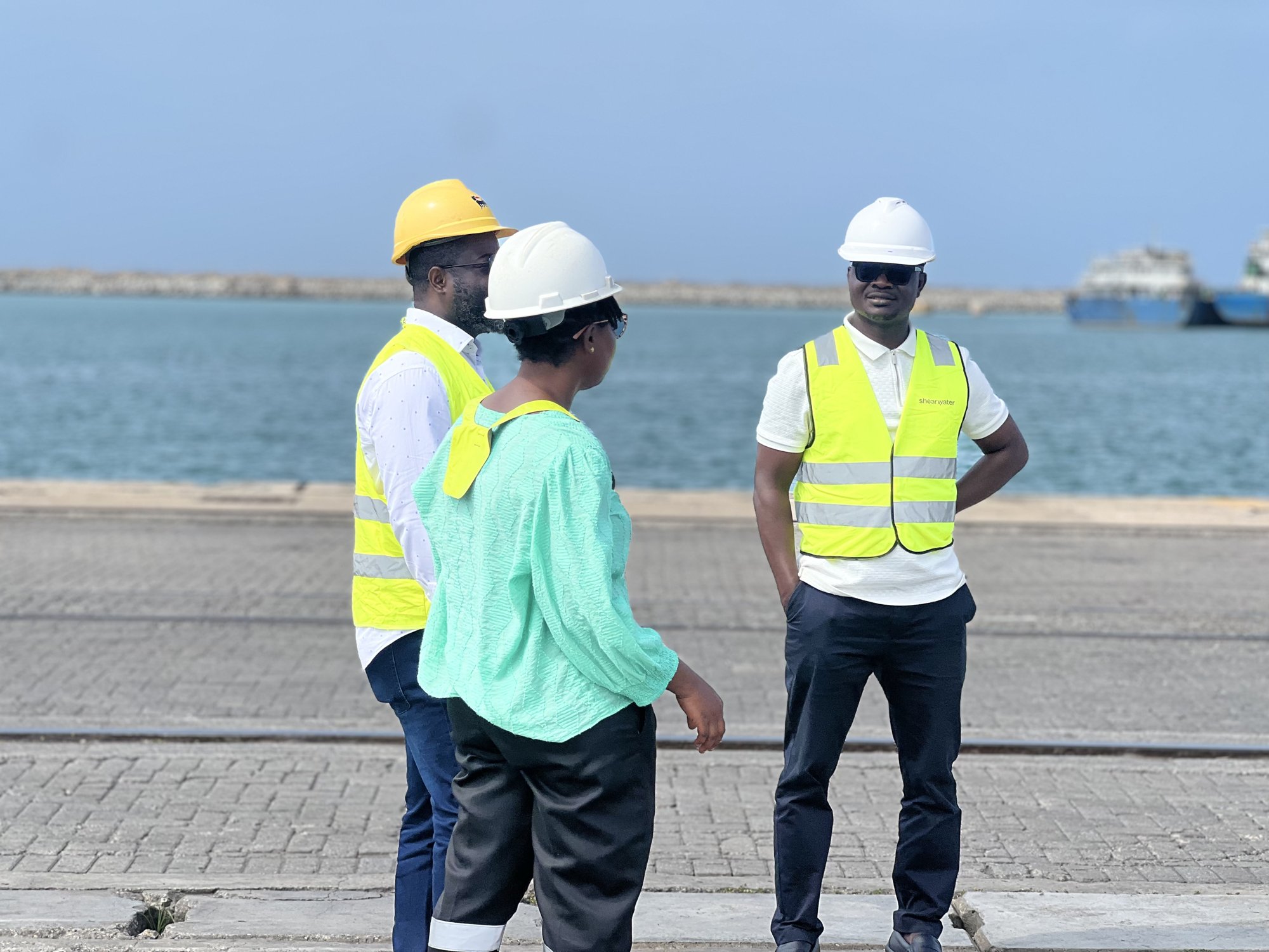 Menxons and GNPC representatives during a rig-site inspection in Ghana