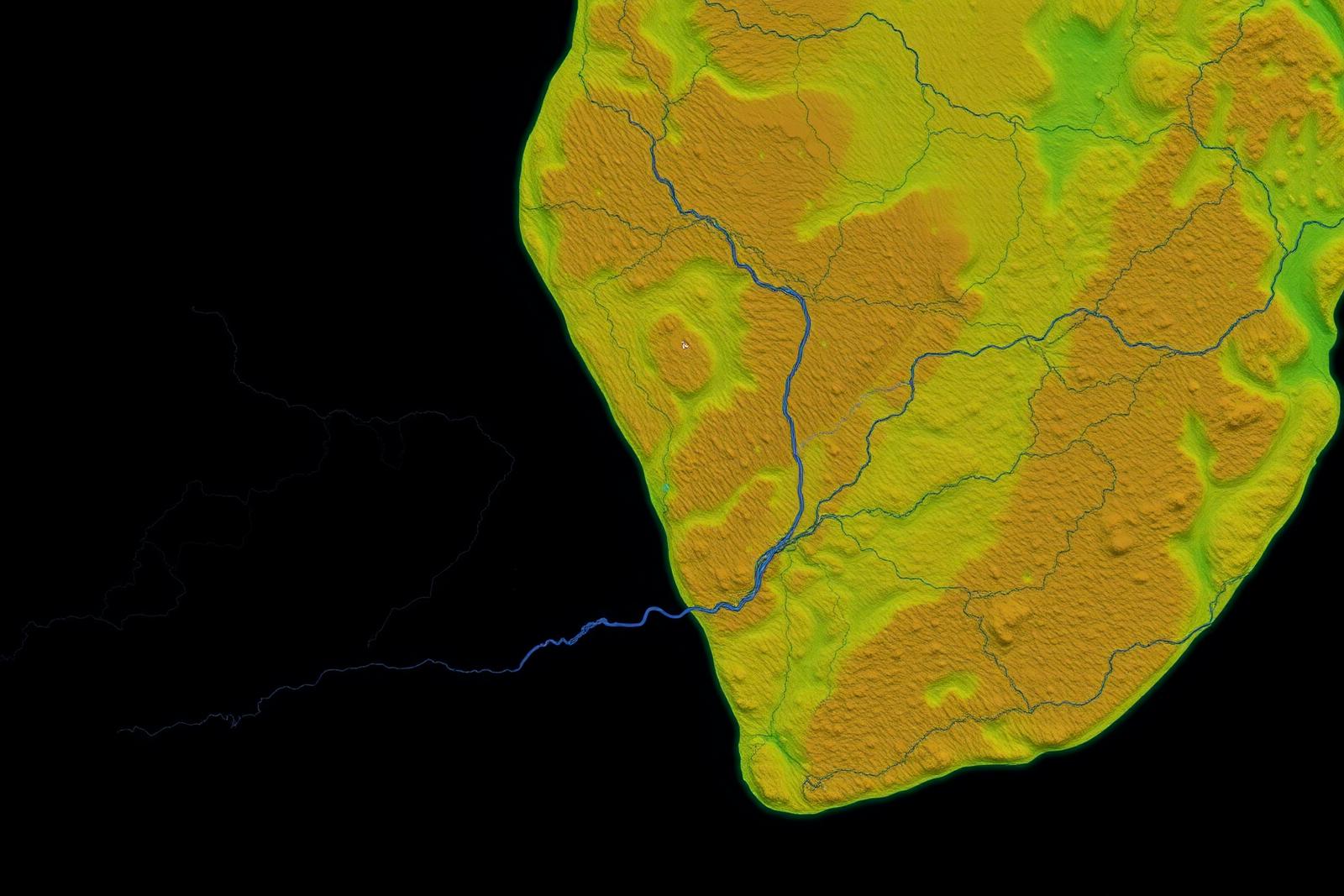 Satellite terrain imagery used in remote-sensing interpretation